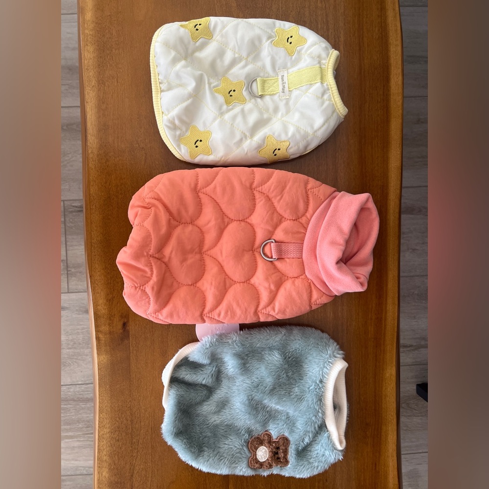 Set of Three Dog Sweaters - Yellow, Pink, and Blue
